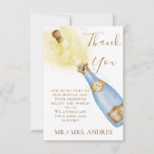 バブルシャンパンラブリーカップル婚約写真 サンキューカード (正面)