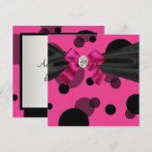 バブルス ブラックタイ パーティー ピンク ブラック パーティー 招待状 (正面/裏面)