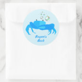 バブルズブック付き可愛航海のいブルーカニプレート ラウンドシール (バッグ)