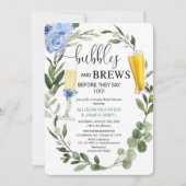 バブルズブルーグリーンリーカップルブライダルシャワー 招待状 (正面)
