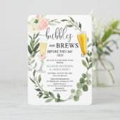 バブルズブルーズピンクの緑のカップルブライダルシャワー 招待状 (スタンド正面)