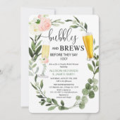 バブルズブルーズピンクの緑のカップルブライダルシャワー 招待状 (正面)