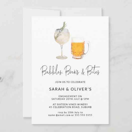 バブルズワイン婚約招待状 招待状 (正面)
