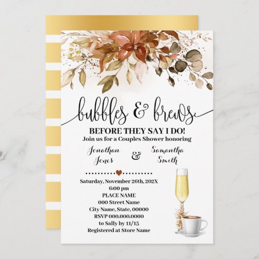 バブルズ秋コーヒーブライダルシャワー 招待状 (正面/裏面)