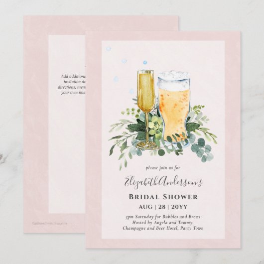 バブルズ アンド ブリュース  ブライダルシャワーのカップル招待状 招待状 (正面/裏面)