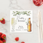 バブルズ アンド ブリュース ユーカリ カップル シャワーパーティー スタンダードカクテルナプキン (インサイチュ)