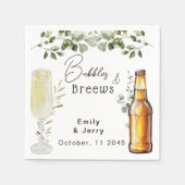 バブルズ アンド ブリュース ユーカリ カップル シャワー パーティー スタンダードカクテルナプキン (正面)