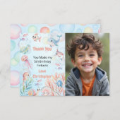 バブルズ＆フィンズ 子供の誕生日 サンキューカード (正面/裏面)