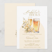 バブルズ&ブリュー エレガント モダン カップルズ シャワー 招待状 (正面/裏面)