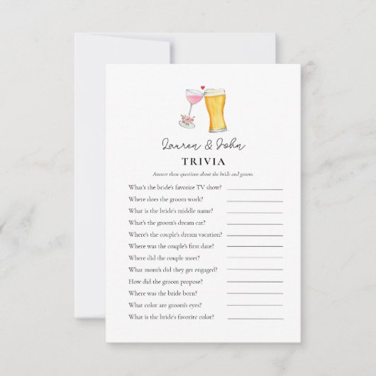 バブルズ＆ブルー カップルシャワートリビアゲーム 招待状 (正面)