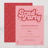 バブルタイプの卒業パーティー招待状 - チェリー 招待状 (正面/裏面)