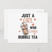 バブルティーが大好きな女の子ボバかわいい ポストカード (正面/裏面)