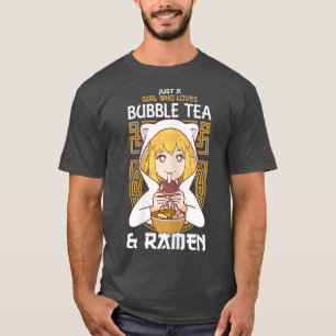 バブルティーとラーメンが大好きな女の子ボバネ Tシャツ
