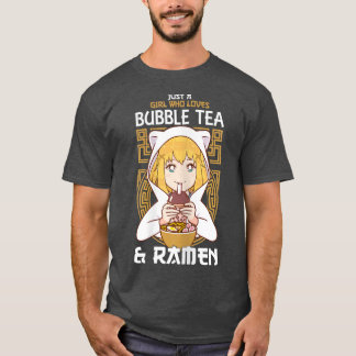 バブルティーとラーメンが大好きな女の子ボバネ Tシャツ