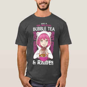 バブルティーやラーメンアニメが大好きな女の子K Tシャツ