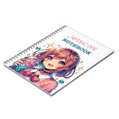 バブルティーを持つかわいいアニメの女パーソナライズされたの子 ノートブック (左側)