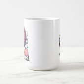 バブルティーを持つかわいいアニメの少女 コーヒーマグカップ (中央)