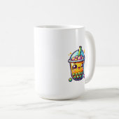 バブルティーを持つかわいいアニメの少女 コーヒーマグカップ (正面右)