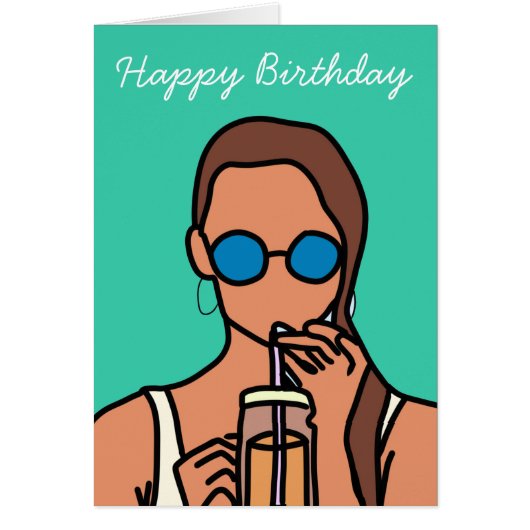 バブルティーを飲む女のモダン子10代の (正面)