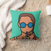 バブルティーを飲む女のモダン子10代の クッション (ブランケット)