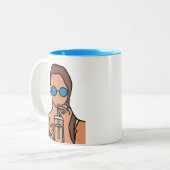 バブルティーを飲む女のモダン子10代の ツートーンマグカップ (正面左)