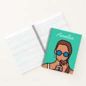 バブルティーを飲む女のモダン子10代の ノートブック (内部)