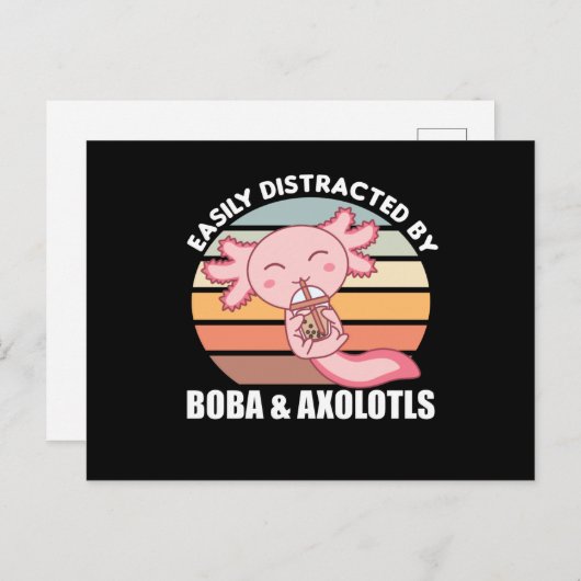 バブルティーアクソロトルチョコレートスウィートアニマルズボバ ポストカード (正面/裏面)