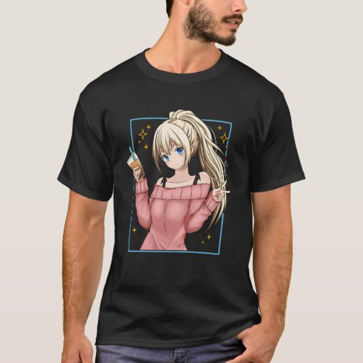 バブルティーアニメガールかわいい 日本の Tシャツ (正面)