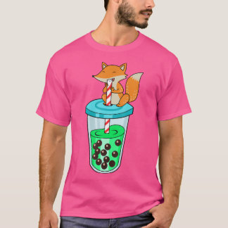バブルティーウィメンズキツネボバティーキツネ Tシャツ
