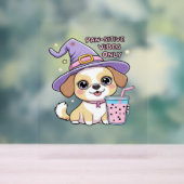 バブルティーハルを持つ可愛い犬のみポーサイティブな雰囲気 アクリルサイン (ニュートラル)