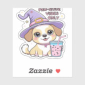 バブルティーハルを持つ可愛い犬のみポーサイティブな雰囲気 シール (シート)
