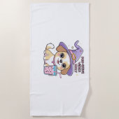 バブルティーハルを持つ可愛い犬のみポーサイティブな雰囲気 ビーチタオル (正面)