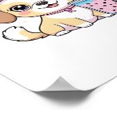 バブルティーハルを持つ可愛い犬のみポーサイティブな雰囲気 ポスター (角)