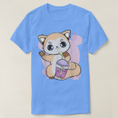 バブルティーファンのためのBobaを持つかわいいアニメ531 Tシャツ (デザイン正面)