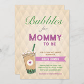 バブルティーベビーシャワーコーヒーコリアンKpop Boba 招待状 (正面/裏面)