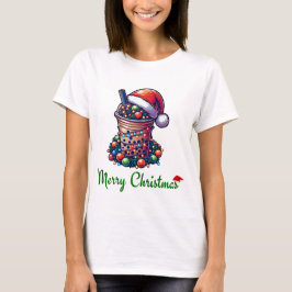 バブルティーボバミルクティークリスマスハットクリスマス Tシャツ