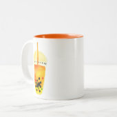 バブルティーボーバ水彩画 ツートーンマグカップ (正面左)