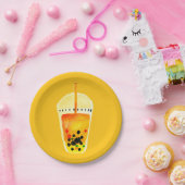 バブルティーボーバ水彩画 ペーパープレート (パーティー)