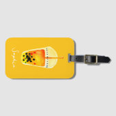 バブルティーボーバ水彩画 ラゲッジタグ (正面横)