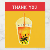 バブルティーボーバ水彩画 ワインラベル (シングルラベル)