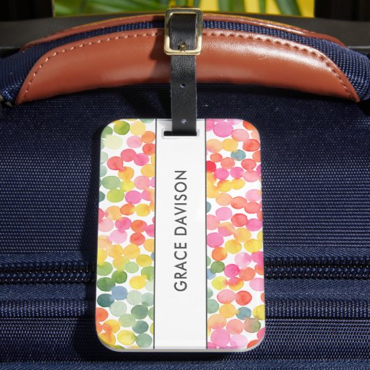 バブルティーレインボーピンクオレンジグリーン ラゲッジタグ (正面インサイチュ2)