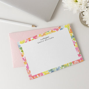 バブルティーレインボー名パーソナライズされたモノグラムかわいい ノートカード