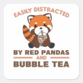 バブルティーレッドパンダチョコレートかわいい動物のボバ スクエアシール (正面)