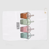 バブルティー漫画イラストレーション ゴルフタオル (横)