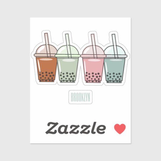 バブルティー漫画イラストレーション シール (シート)