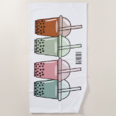 バブルティー漫画イラストレーション ビーチタオル (正面)