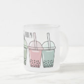 バブルティー漫画イラストレーション フロストグラスマグカップ (正面右)