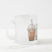バブルティー漫画イラストレーション フロストグラスマグカップ (左)