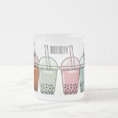 バブルティー漫画イラストレーション フロストグラスマグカップ (中央)
