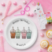 バブルティー漫画イラストレーション ペーパープレート (パーティー)